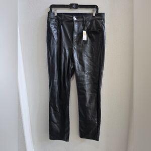 Gap black high rise vintage slim faux leather pants size 12/31R